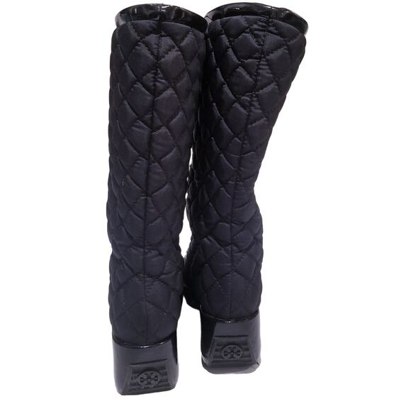Tory Burch Gigi Black Quilted Tassels Boots - Picture 2 of 10